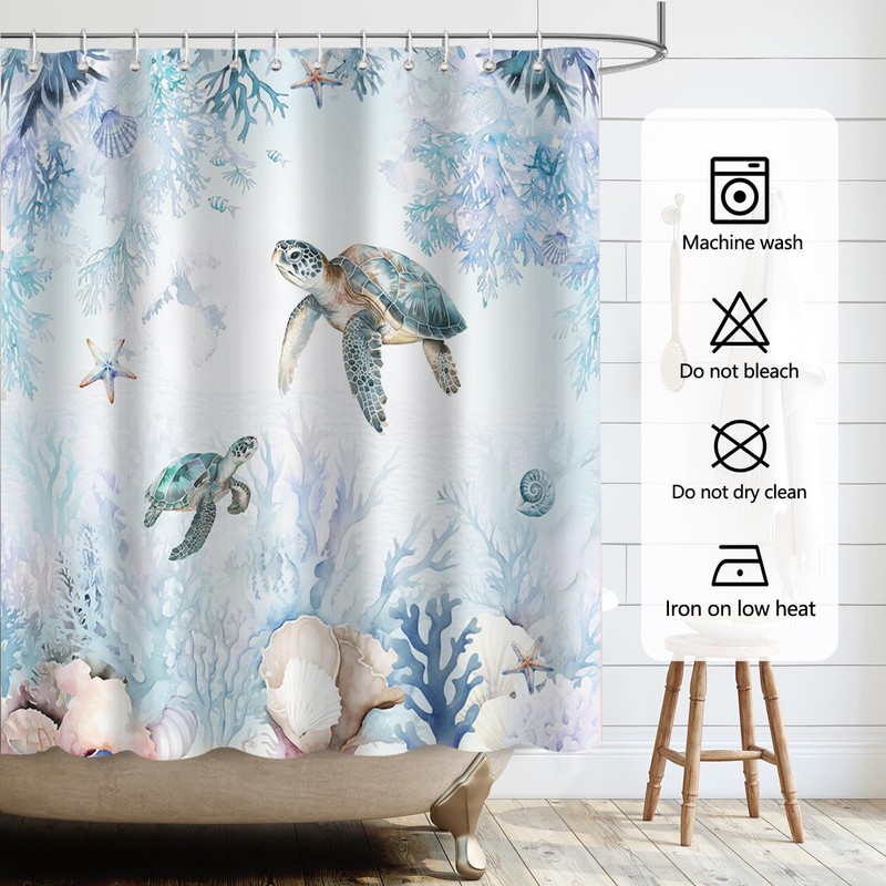 APROPHIC Shower Curtain Blue Summer Ocean 180 x 180 cm,