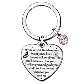 QMVMV Goddaughter Gifts Goddaughter Keyring from Godmother Godfather Christmas Birthday Graduation Gift for My Beautiful Goddaughter
