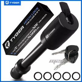 TYGER Fit 5/8" Holes on 2" Receiver Class III IV V TYGER Solid Hitch Pin Lock with Key