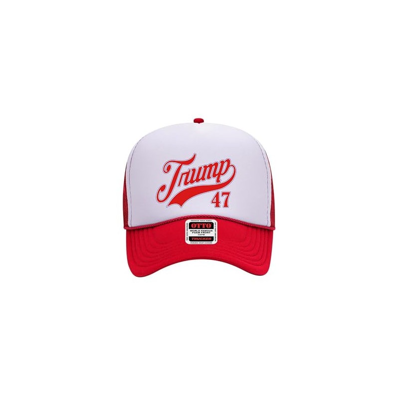 Trump 47 Trucker Hat, Mid Profile Trucker Hat (Red White)