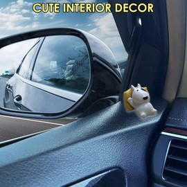 TSTESE Car Cute Cartoon Bull Terrier Dog Decor Rearview Mirror Ornaments Dashboard Decorations Truck Interior Ornament Decorate Funny Figure EV Decorative Gifts RV Decors Universal Accessories