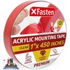 XFasten Double Sided Acrylic Mounting Tape Removable, Clear, 1-Inch x