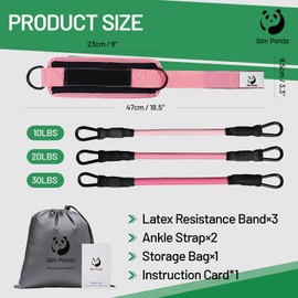 Slim Panda Ankle Resistance Bands with Cuffs,Leg Resistance Bands for Booty Workout Equipment for Kickbacks Hip Fitness Training (Pink)