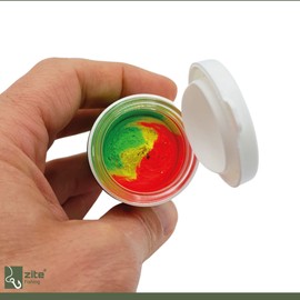 Zite Fishing Trout Dough Set with Garlic Aroma 60 g - Catchy UV Trout Paste Floating as Trout Bait - Trout Bait Dough Bait in Bright Neon Colours with Glitter - 3 Pieces (Rainbow Red)