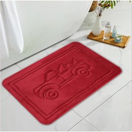 Serafina Home Luxury Holiday Truck Christmas Red Memory Foam Anti Fatigue Bathroom Floor Mat Rug Kitchen Foyer Office Entry Way