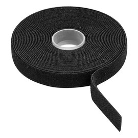 SLNXA 25 Metros Rollo de Gancho y Bucle Negro Cinta de Contacto Doble Nailon No Adhesiva Cortable Reutilizable