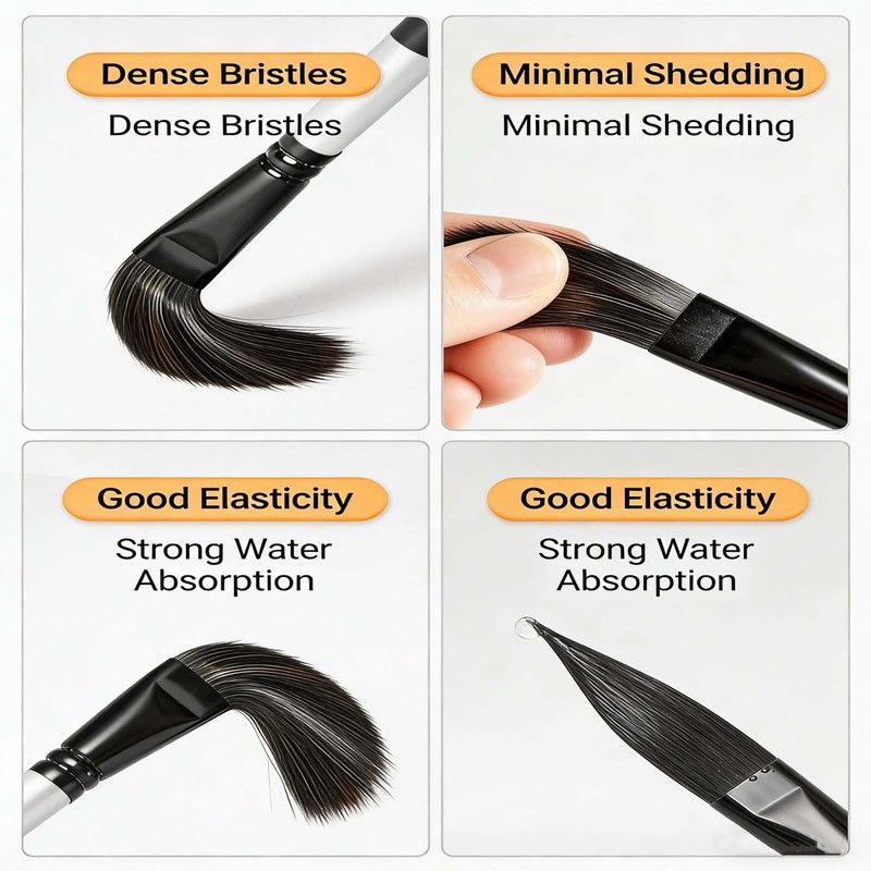 BRIOTA 4PCS Dagger Paint Brush Set, Long Liner for Watercolour