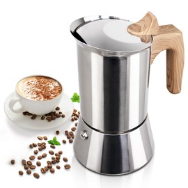 Uncoated 12 Cup Moka Pot 304 Thickened Stainless Steel Coffee Maker Stovetop Espresso Coffeemaker Italian Classic Style Brewing Greca Cafe Mocha Machine for Cafeteras Camping Travel Home 600ml 20oz