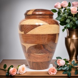 Prime Art Wooden Urns for Human Ashes Adult Cremation Urns for Adult Ashes Funeral Urns Wooden Urn Box Wooden Pet Urn Wooden Memorial Urn for Ashes (Rosewood, Large (200Cu/Inches))