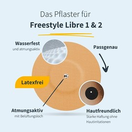 MySweetStitch MySweetStitch | Patch for Freestyle Libre 1 & 2 Sensor with Ventilation Hole Waterproof, Round (10 Pieces) | Made in Germany | Outer ? 65mm, Inner ? 6mm | Yellow