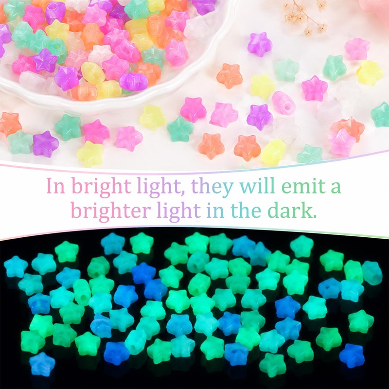 200 PCS Star Beads Luminous Glow in the Dark Beads