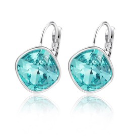 XUPING Sparkling Crystal Earrings for Women Beautiful Dangle Leverback Earrings Jewelry Gift (Turquoise)