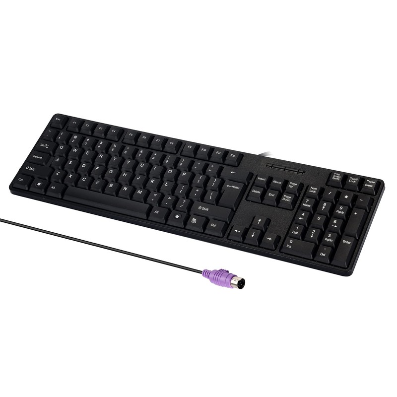 MCSaite Wired PS2 104 Keys Computer Keyboard with Stands,Black,Waterproof -