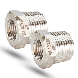 1/2" NPT Male to 1/4" NPT Female Reducer Bushing, 304 Stainless Steel Pipe Hex Bushing NPT Male to Female Reducing Adapter Pipe Fitting for Reducing Pipe (1/2mnpt x 1/4fnpt)