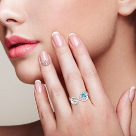 Turtle Ring Sterling Silver Infinity Rings for Women Mother Daughter Sea Turtle Jewelry Blue Sapphire Ocean Wave Longevity Mothers Day Gifts Size 7