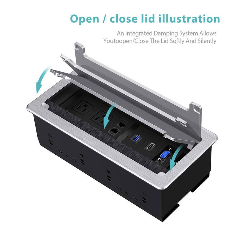 WEBANG Recessed Connectivity Box Outlet for Conference Room Table with