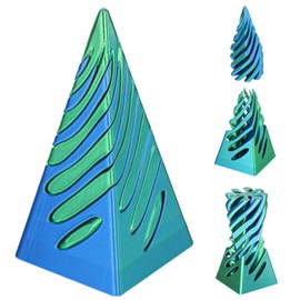 Impossible Pyramid Passthrough Sculpture, 3D Printed Spiral Cone Fidget Toy, 3D Printed Crafts, Adult Decompression Toys, Decompression Toys And Gifts For Kids,Stress Relief Desk Toy (Blue Green)