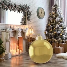 Outdoor Christmas PVC Inflatable Balls Gold 24 Inch Giant Ball for Decorated Ball Ornaments Giant Christmas Blow Up Jumbo Ball Xmas Blow Outdoor Outside Holiday Yard Lawn Decor (Gold)