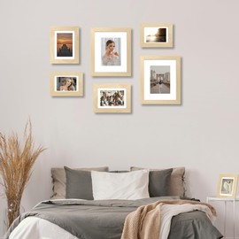 iRahmen 8x12 Picture Frame Set of 2, Wood Photo Frame with HD Glass - Display Picture 6x8 with Mat or 8 x 12 without Mat for Horizontal or Vertical Tabletop and Wall Mounting