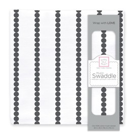 SwaddleDesigns Cotton Muslin Swaddle Blanket, Receiving Blanket for Baby Boys & Girls, Best Registry Gift, 46x46 inches, Bumpkin, Black