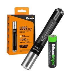 EdisonBright Fenix LD02 V2.0 70 Lumen Neutral White/UV Pen-Type LED Flashlight Bundle with AAA Battery
