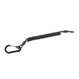 Dönges Coiled Cable with Carabiner, No Key Ring, PU Coated Steel Cable Made of Stainless Steel, Heat Resistant up to 150°C, Self-Regenerative Without Twisting or Stretching