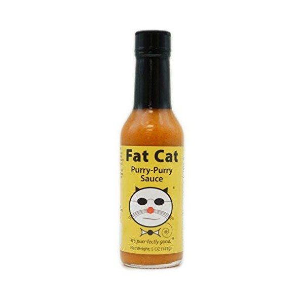 Fat Cat Purry-Purry Sauce Hot Sauce, Preservative-Free, Gluten-Free, Medium Heat, 5 oz. glass bottle