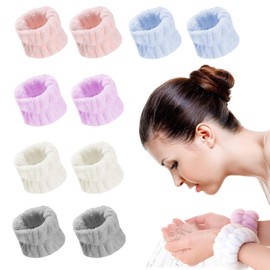 10 muñequeras para lavarse la cara, juego de muñequeras de microfibra para lavarse la cara, muñequeras para maquillaje, evitan que el agua empape los brazos