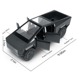 Cybertruck Toy, 1/32 Cyber Truck Toy Alloy Diecast Metal Toy Trucks with Lights and Sounds, Pull Back Toy Cars for Kids Friends Ages 3 and Up (Pickup Truck with RV, Gray)