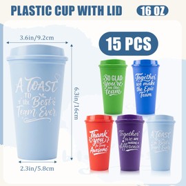 Sploziia 15 Pcs Employee Appreciation Gifts Bulk 2026 Cna Week Plastic Tumblers with Lids 16 Oz Reusable Coffee Cups Inspirational Thank You Gifts for Coworker Office Staff Team Teacher (Multicolor)