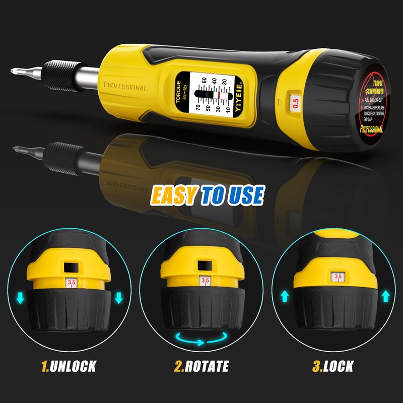 YIYEIE 90Pcs Master Torque Screwdriver Set, 10-70 IN.LB, Inch Pound