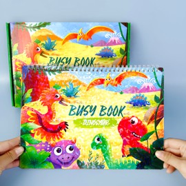 Montessori Toys for Toddlers - Dinosaur Busy Book, Early Learning Activity Book for Education and Fine Motor Function