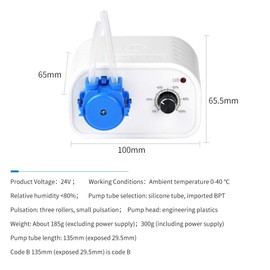 Kamoer NKCP Small Peristaltic Pump 12 V Low Flow 4-14 ml/min Dosing Pump with Adjustable Speed for Aquarium Laboratory Nose Supply Analytical Nose Supply with Power Supply