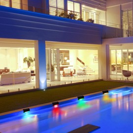 K.E.J. Solar Pool Side Lights Color Changing Solar Deck Lights Outdoor LED Step Light Waterproof Pool Accessories Decor for Stairs Fence Yard Driveway Pathway Yard Backyard Garden (16)