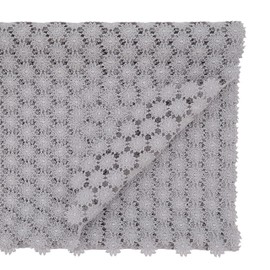 SARO LIFESTYLE Thea Dora Collection Openwork Floral Design Antique Style Lace Table Runner, 16" x 72", Grey