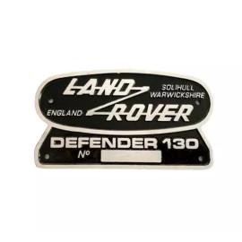 Falon ALUMINIUM SOLID DIE-CAST "LAND ROVER DEFENDER 130 SOLIHULL WARWICKSHIRE" BADGE