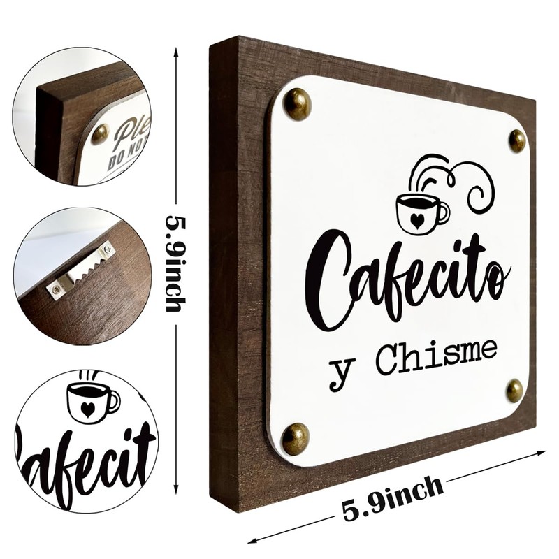Cafecito Y Chisme Sign, Spanish Coffee Sign, Wooden Box Signs