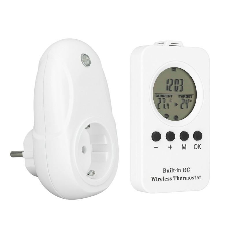 Wireless Plug in Thermostat LCD Remote Control Digital Display Temperature