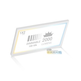 NUWATT 1x2 FT LED Flat Panel, 5CCT 2700K/3000K/3500K/4000K/5000K Selectable, 2000LM, 22W, Internal Driver, Dimmable, 120V, CRI90, 1 x 2 Surface Mount Panel, 12x24 Flush Mount LED Light, 1" Inch Thin