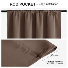 PONY DANCE Light Blocking Panels - Blackout Window Curtain Room Darkening Rod Pocket Thermal Insulated Curtains Energy Saving for Living Room/Draperies, 42 Wide x 72 Long, Mocha, 2 Pieces