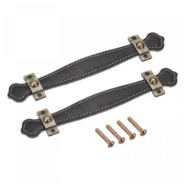 sourcing map Leather Handle, 6.3" 2Pcs Surface Leather Furniture Handles, Door Handle Strap Suitcase Dresser Drawer Knobs Pulls Replacement, Black