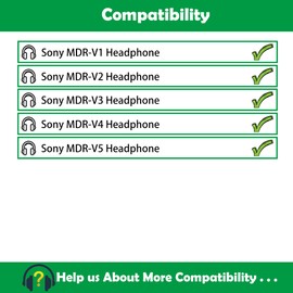 ACCOUTA Breathable Replacement Ear Pads Cushions Compatible with Sony MDR-V1 MDR-V2 MDR-V3 MDR-V4 MDR-V5 Headphones Ear Pads with Durable Fabric/Breathable Protein Leather and Memory Foam