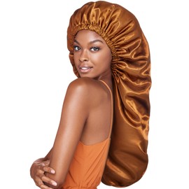 Red by Kiss Reversible Silky Satin Adjustable Bonnet, Secure Fit for Sleep, Protect Hair & Maintains Moisture, Adjustable Band & Easy Care (Braid/Black&Brown)