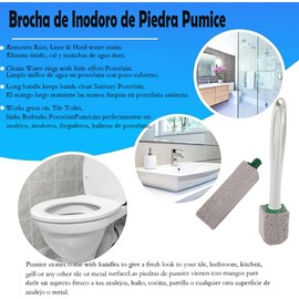 GUIBELL Set Limpiador Piedra Volcánica Pumice 8 Pack Mango Largo Cepillo con 8 recambios reemplazables,limpia inodoros,cocina,piscinas y elimina callos de pies