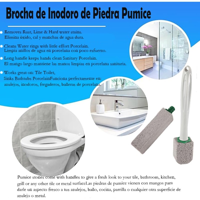 GUIBELL Set Limpiador Piedra Volcánica Pumice 8 Pack Mango Largo