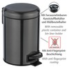 WENKO 3 Litre Anti-Fingerprint Bin, Stainless steel, Black, 17 x