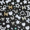 3D Multi Shapes Nail Charms Flatback Pearls Gems Mix White