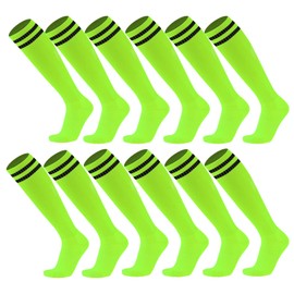 Ultrafun 6 Pairs Soccer Socks Color Stretchy Compression Knee High Tube Socks Football Athletic Socks for Men Women Teens (6Pairs-Neon Green)