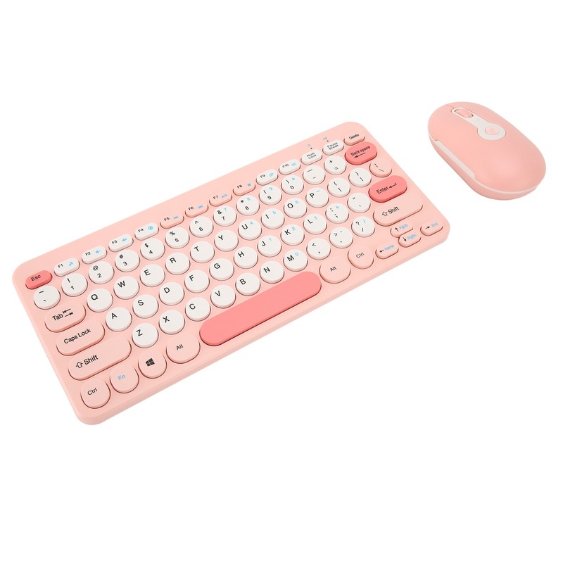 Wireless Keyboard Mouse Set Stylish Slim Round Keycaps Mute Ergonomic