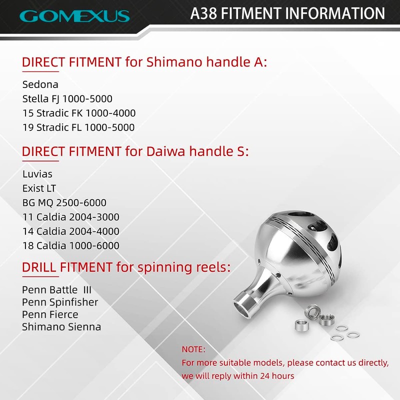 GOMEXUS Aluminum Power Knob Compatible for Shimano Daiwa Spinning Reel,